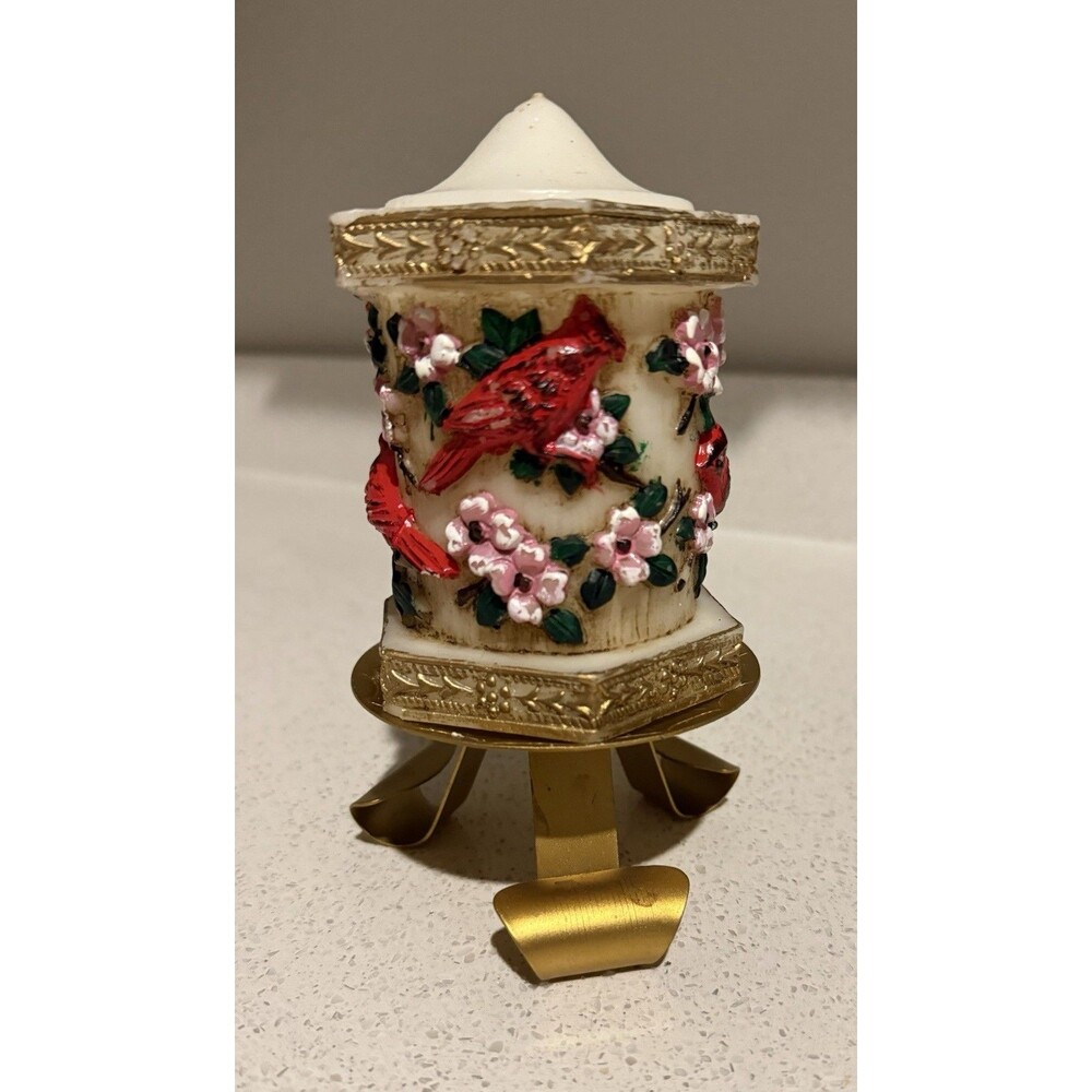 Vintage 1986 Emperor Art Creations Carved Candle #34 Cardinals RARE